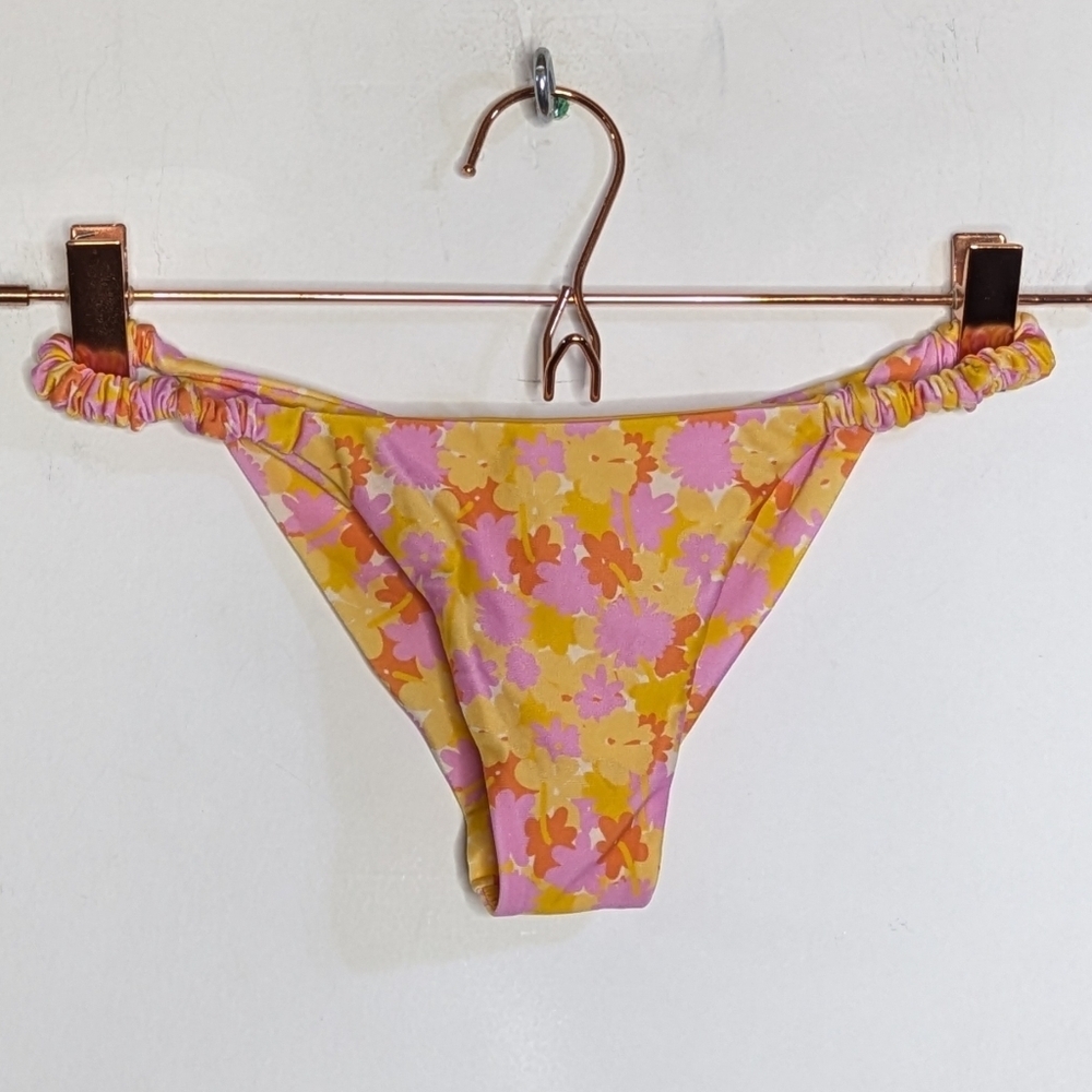 Rio De Sol Dreamy Cheeky Crispy Yellow Pink Orange Floral Bikini Bottom S